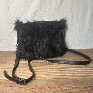 Elegant Black Faux Fur Crossbody Bag